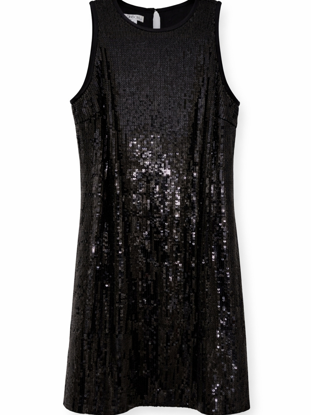 Maggy London Black Sequin Sleeveless Party Shift Dress Sz 4